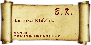 Barinka Klára névjegykártya